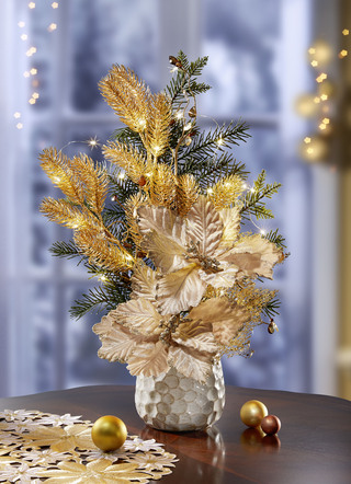 Beleuchtetes Poinsettia-Gesteck