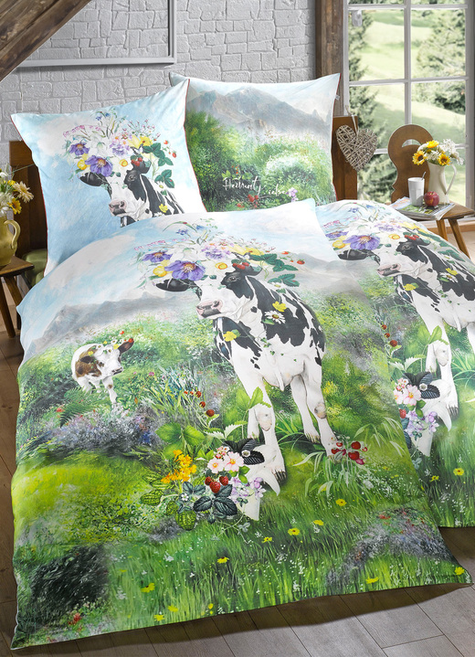 - Bettwäsche-Garnitur mit Sommerwiesen-Motiv, in Größe 112 (80x80 cm + 135x200 cm) bis 114 (80x80 cm + 155x200 cm), in Farbe MULTICOLOR Ansicht 1