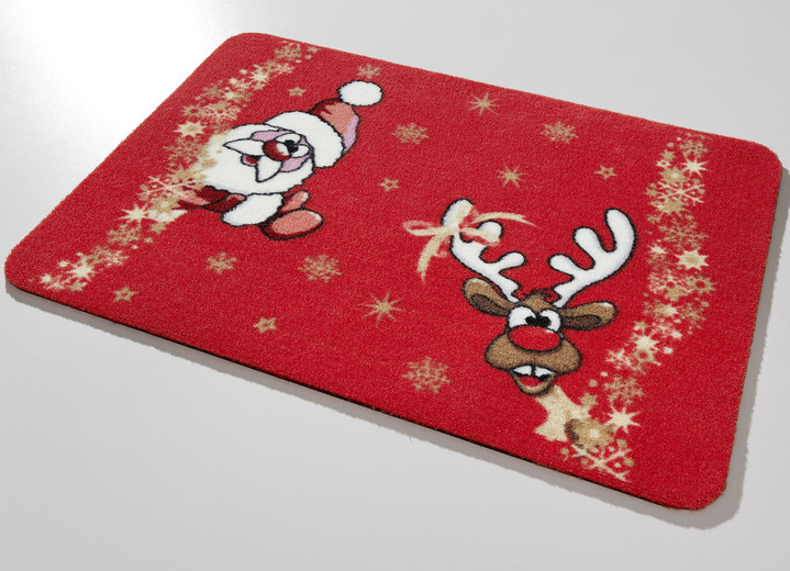 - Weihnachtliche Fußmatte mit Latex-Rückseite, in Farbe ROT Ansicht 2