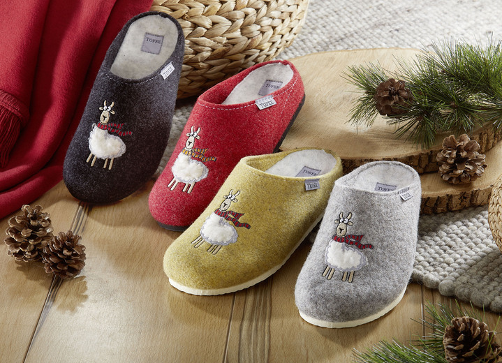 Hausschuhe - Kuschelwarme Hausschuh aus Wollfilz, in Größe 036 bis 042, in Farbe HELLGRAU Ansicht 2