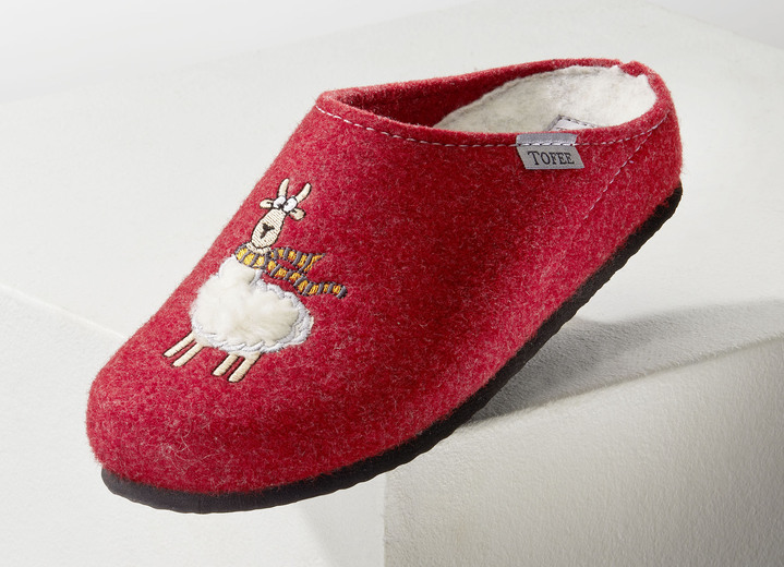 Hausschuhe - Kuschelwarme Hausschuh aus Wollfilz, in Größe 036 bis 042, in Farbe ROT Ansicht 1