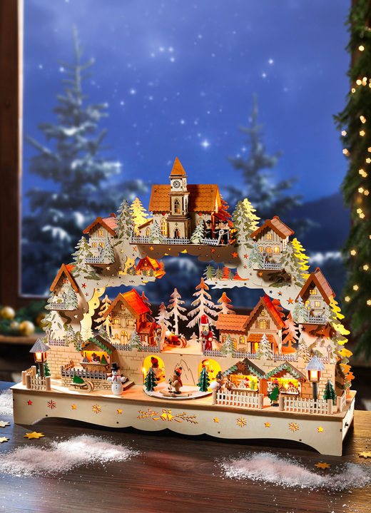 Weihnachtliche Dekorationen - Schwibbogen mit 20 LEDs, in Farbe NATUR-GRÜN