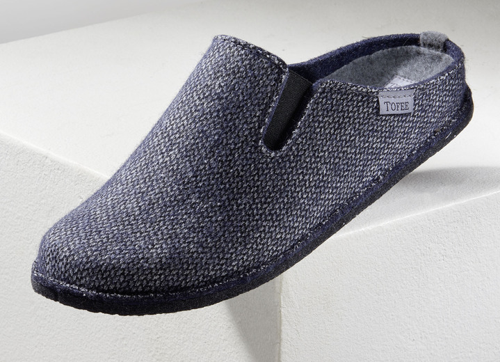 Hausschuhe - Herren-Hausschuh aus  Wollfilz Ansicht 1 Hausschuhe - Herren-Hausschuh aus  Wollfilz, in Größe 039 bis 046, in Farbe JEANSBLAU Ansicht 1