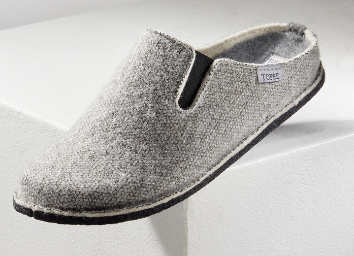 Hausschuhe - Herren-Hausschuh aus  Wollfilz Ansicht 3 Hausschuhe - Herren-Hausschuh aus  Wollfilz, in Größe 039 bis 046, in Farbe JEANSBLAU Ansicht 3