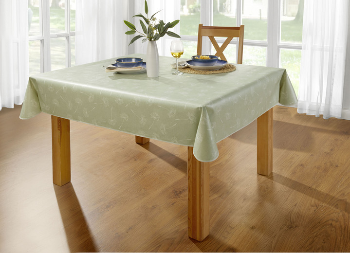 Gartentischdecken - Wachstuch-Tischdecke mit Pusteblumen-Motiv, in Größe 108 (Tischdecke, 80/ 80 cm) bis 190 (Tischdecke oval, 140/190 cm), in Farbe GRÜN Ansicht 1