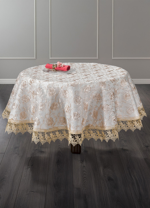 Heimtextilien - Tisch- und Raumdekoration mit Macramé-Spitzenbordüre, in Größe 101 (Läufer, 40x 90 cm) bis 404 (Kissenbezug, 40x 40 cm), in Farbe WEISS Ansicht 6