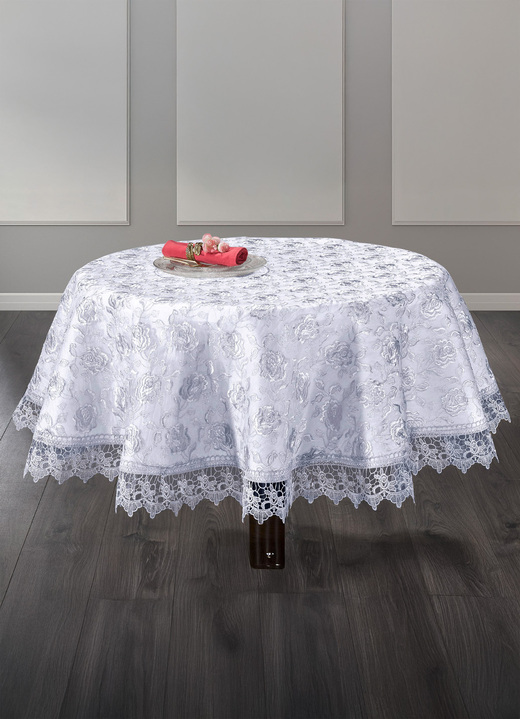 Heimtextilien - Tisch- und Raumdekoration mit Macramé-Spitzenbordüre, in Größe 101 (Läufer, 40x 90 cm) bis 404 (Kissenbezug, 40x 40 cm), in Farbe WEISS Ansicht 3