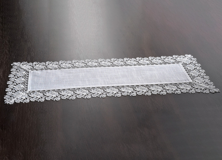 Heimtextilien - Tisch- und Raumdekoration mit Spitzenborte, in Größe 101 (Deckchen, 35x 50 cm) bis 404 (Kissenbezug, 40x 40 cm), in Farbe SEKT Ansicht 4
