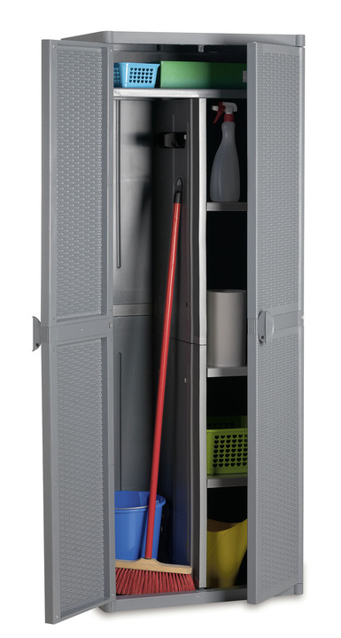 Gartenpflege - Geräteschrank aus Kunststoff, in Farbe HELLGRAU, in Ausführung Geräteschrank, groß, H172 cm Ansicht 1