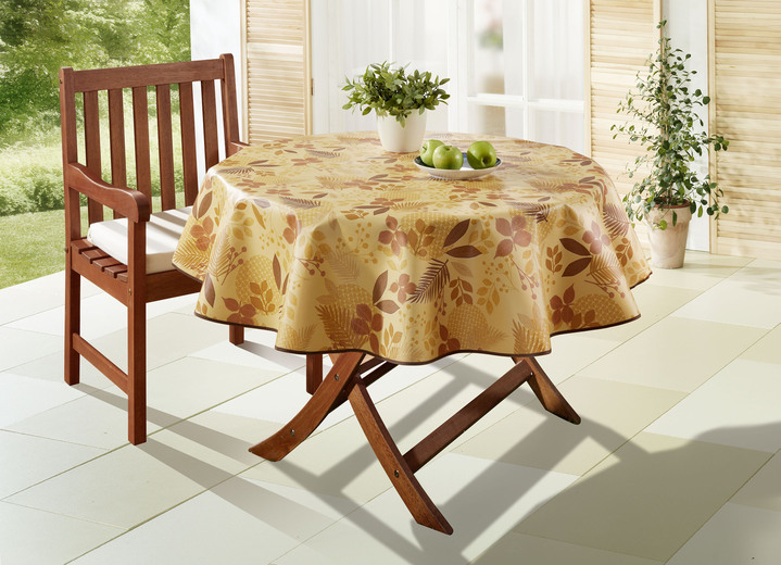 Gartentischdecken - Wachstuch-Tischdecke mit Blätter-Motiv Ansicht 2 Gartentischdecken - Wachstuch-Tischdecke mit Blätter-Motiv, in Größe 108 (Tischdecke, 80x 80 cm) bis 190 (Tischdecke oval, 140x190 cm), in Farbe TERRA Ansicht 2