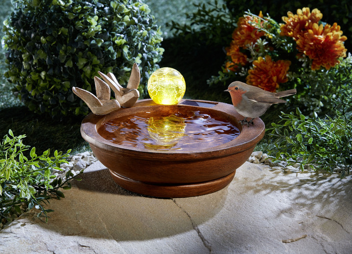 Gartenbeleuchtung - Vogeltränke mit Solarkugel, in Farbe BRAUN Ansicht 2