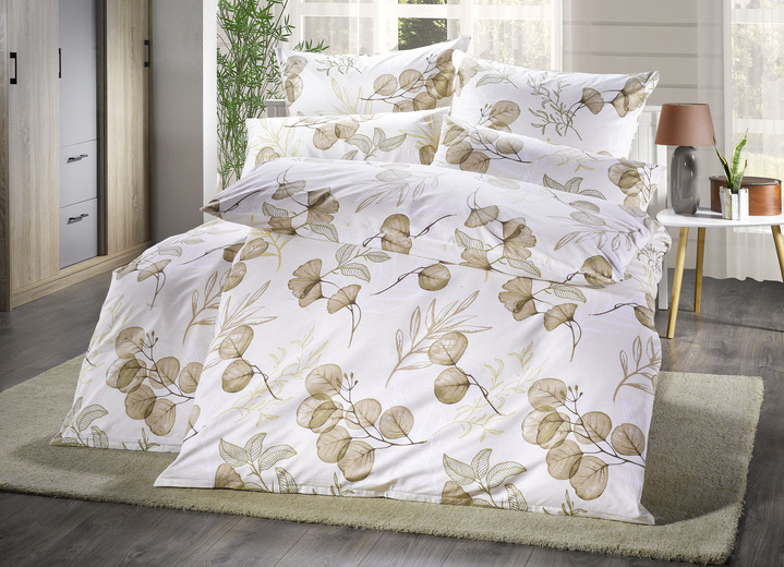 Bettwäschegarnituren - Bettwäsche-Garnitur in Renforcé-Qualität, in Größe 111 (40x80 cm + 135x200 cm) bis 412 (4-teiliges Sparset: 2x 80x80 cm+ 135x200 cm), in Farbe BEIGE Ansicht 2