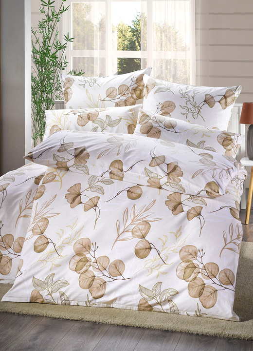 Bettwäschegarnituren - Bettwäsche-Garnitur in Renforcé-Qualität, in Größe 111 (40x80 cm + 135x200 cm) bis 412 (4-teiliges Sparset: 2x 80x80 cm+ 135x200 cm), in Farbe GRÜN Ansicht 2