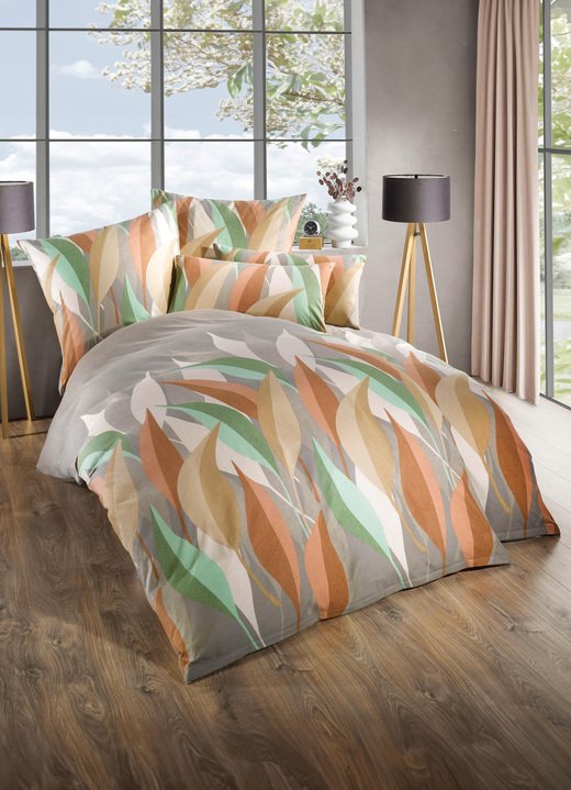 Bettwäschegarnituren - Soft-Biber Bettwäsche aus 100% Baumwolle, in Größe 111 (40x80 cm + 135x200 cm) bis 115 (80x80 cm + 155x220 cm), in Farbe TAUPE Ansicht 2