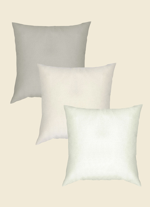 Dekokissen & Hüllen - Kissenbezug mit Fischgräten-Muster, 2er Set, in Größe 404 (Kissenbezug 2er Set, 40x40 cm) bis 405 (Kissenbezug 2er Set, 50x50 cm), in Farbe CREME Ansicht 2