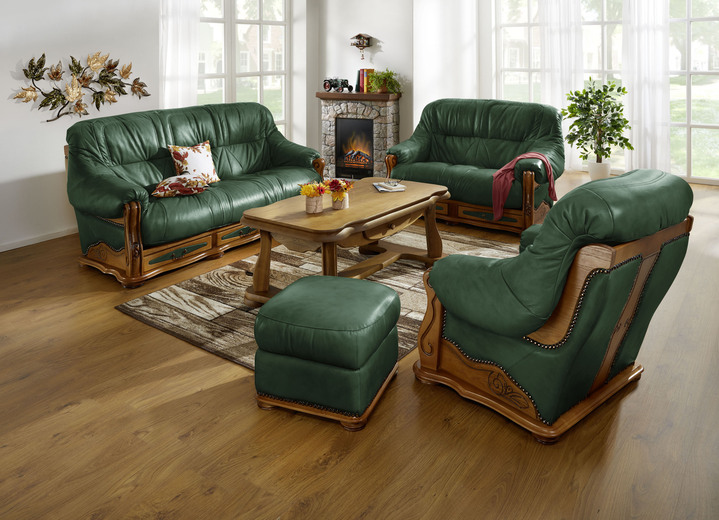 Polstergruppen - Italienische Polstermöbel mit Bezug aus echtem Leder, in Farbe CREME, in Ausführung Hocker Ansicht 17