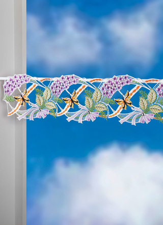 Kurzgardinen - Stangendeko Flieder aus echter Plauener Spitze – Farbe MULTICOLOR Kurzgardinen - Stangendeko Flieder aus echter Plauener Spitze, in Größe 628 (H15xB 40 cm) bis 660 (H15xB115 cm), in Farbe MULTICOLOR