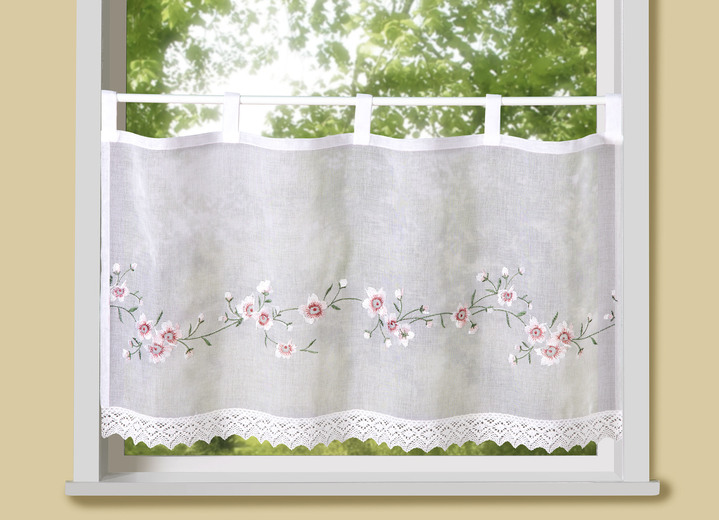 - Kurzstore Blumenblüten mit Schlaufen, in Größe 661 (H30xB 90 cm) bis 859 (H60xB145 cm), in Farbe WEISS Ansicht 2