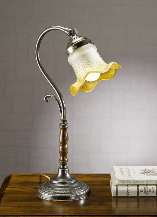 - Tischleuchte mit Lampenschirm aus Glas, in Farbe BRONZE