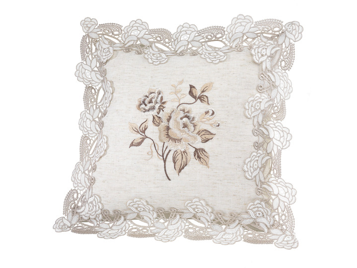 Heimtextilien - Tisch- und Raumdekoration mit Spitzenbordüre, in Größe 100 (Deckchen oval, 30x 45 cm) bis 404 (Kissenbezug, 40x 40 cm), in Farbe BEIGE Ansicht 1