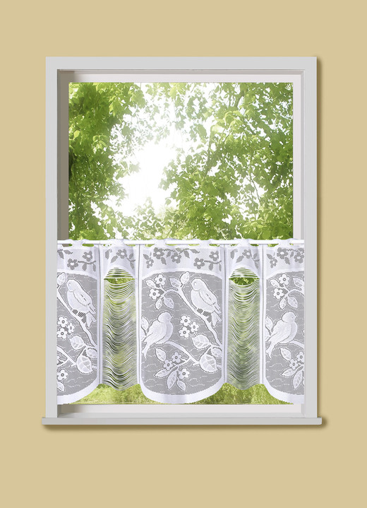 Kurzgardinen - Kurzstore mit Stangendurchzug, in Größe 786 (H45xB 95 cm) bis 864 (H60xH165 cm), in Farbe WEISS
