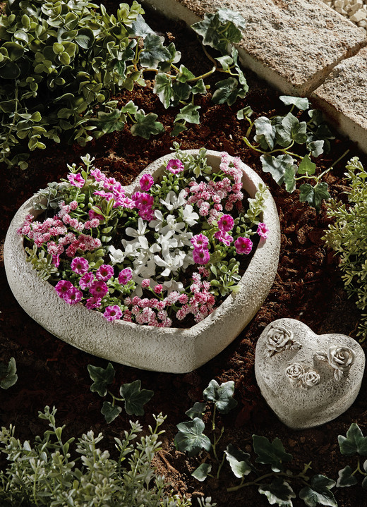 Blumentöpfe & Pflanzgefäße - Pflanzschale Herz, 2-teilig, in Farbe STEINGRAU Ansicht 2