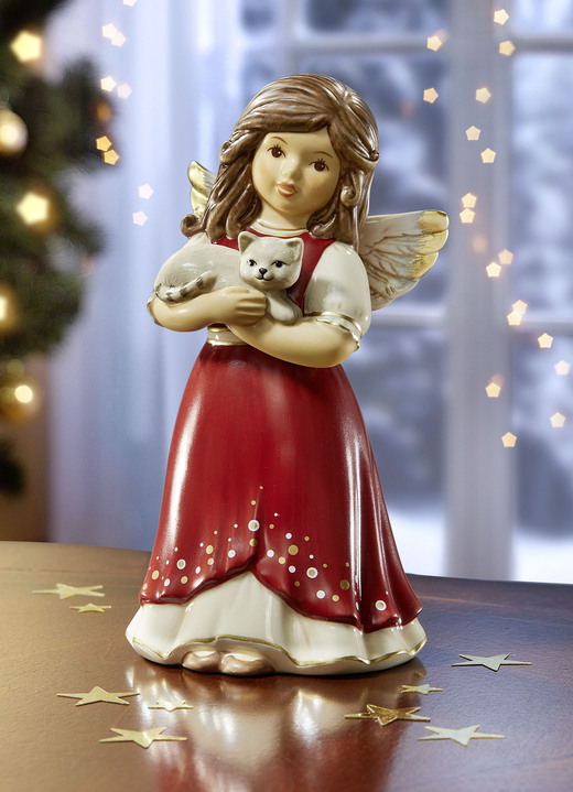 Weihnachten - Engel mit Katze aus dem Hause Goebel, in Farbe BORDEAUX Ansicht 1