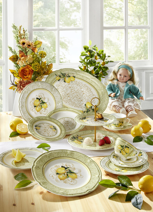 Geschirr - Hochwertige Fine-Bone-China-Porzellan-Serie, in Farbe WEISS-GELB, in Ausführung Teller-Set, 18-teilig Ansicht 1