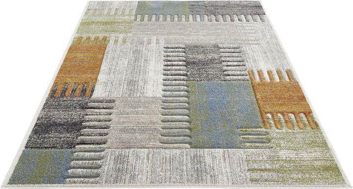 Modern - Modisch dessinierte Brücken und Teppiche, in Größe 113 (Brücke, 80x150 cm) bis 282 (Teppich, 200x290 cm), in Farbe BLAU-MULTI Ansicht 1