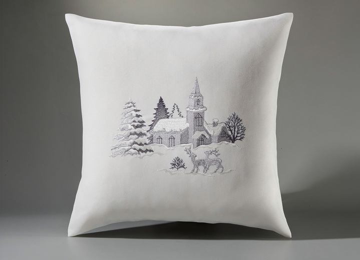 Heimtextilien - Tischdecke mit romantischem Winterdorf-Dessin, in Größe 101 (2x Platzset, 35x 50 cm) bis 404 (Kissenbezug, 40x 40 cm), in Farbe WOLLWEISS Ansicht 4