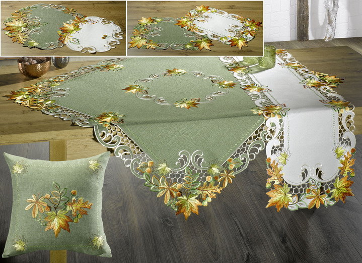 Heimtextilien - Tisch- und Raumdekoration, in Größe 101 (Deckchen, 35x 50 cm) bis 404 (Kissenbezug, 40x 40 cm), in Farbe GRÜN Ansicht 1
