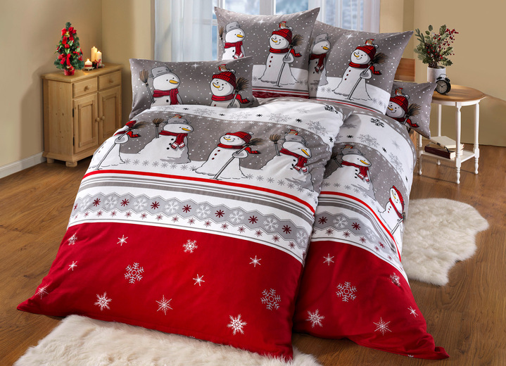 Bettwäschegarnituren - Bettwäsche-Garnitur in Soft-Biber Qualität, in Größe 111 (40x80 cm + 135x200 cm) bis 115 (80x80 cm + 155x220 cm), in Farbe MULTICOLOR Ansicht 2