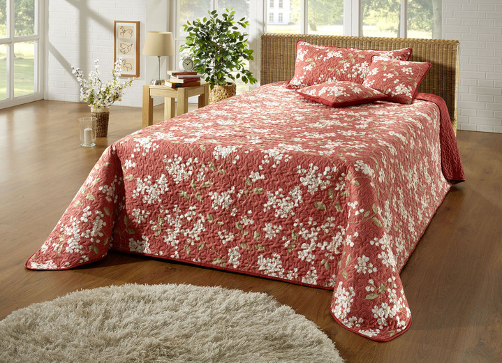 Tagesdecken - Tagesdecke mit einseitiger Wolkensteppung, in Größe 873 (für Einzelbett, 140x210 cm) bis 924 (Kissenbezug, 40x 80 cm), in Farbe TERRA Ansicht 2