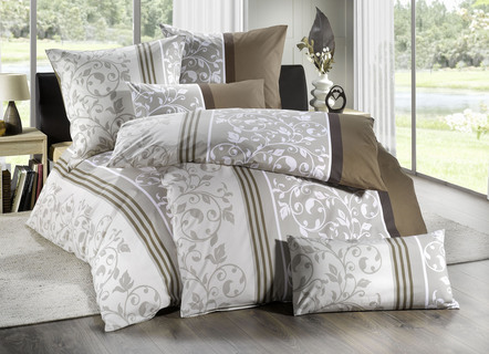 Bettwäschegarnituren - Soft-Renforcé Bettwäsche-Garnitur von Florella, in Größe 111 (40x80 cm + 135x200 cm) bis 115 (80x80 cm + 155x220 cm), in Farbe BEIGE