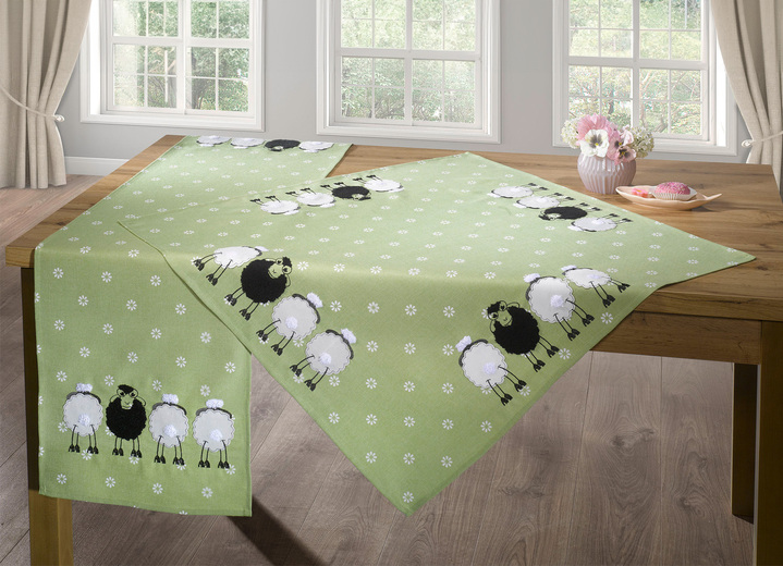 Heimtextilien - Tisch- und Raumdekoration mit Plüsch-Applikationen, in Größe 130 (2 Deckchen, 35x 50 cm) bis 404 (Kissenbezug, 40x 40 cm), in Farbe GRAU Ansicht 2