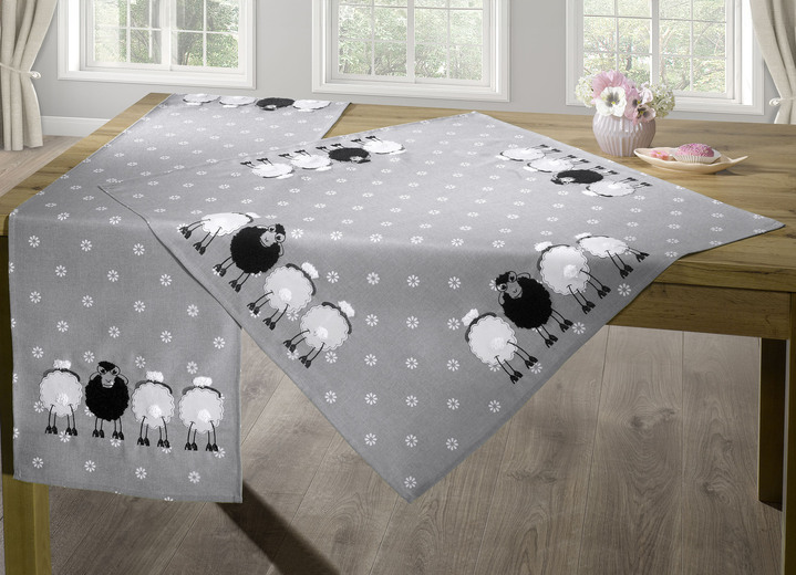 Heimtextilien - Tisch- und Raumdekoration mit Plüsch-Applikationen, in Größe 130 (2 Deckchen, 35x 50 cm) bis 404 (Kissenbezug, 40x 40 cm), in Farbe GRAU Ansicht 5