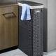 Badezimmermöbel - Wäschekorb mit Polyrattan-Geflecht, in Farbe SCHWARZ