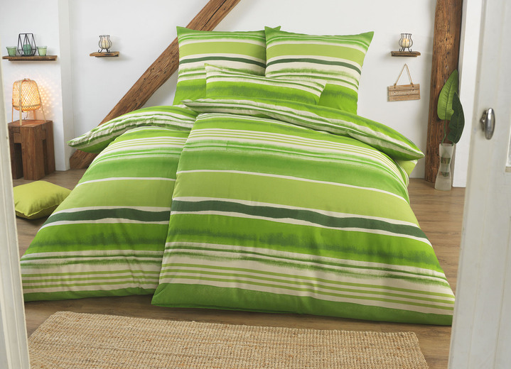 Bettwäschegarnituren - Beidseitig bedruckte Bettwäsche-Garnitur in Polycotton-Qualität, in Größe 111 (40x80 cm + 135x200 cm) bis 115 (80x80 cm + 155x220 cm), in Farbe BEIGE-BRAUN Ansicht 4