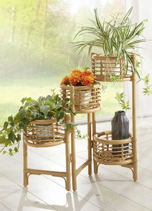 Wohnaccessoires - Blumenständer aus Rattangeflecht, in Farbe WEISS Ansicht 3