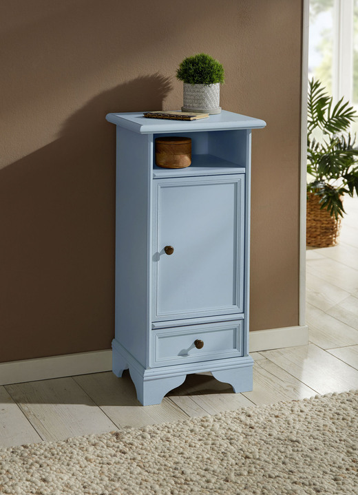 Möbel - Teilmassive Kommodenserie, in Farbe PASTELLBLAU, in Ausführung Kommode, 1-türig Ansicht 1
