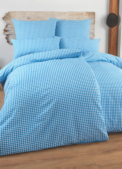 Bettwäschegarnituren - Bettwäsche-Garnitur mit Reißverschluss, in Größe 111 (40x80 cm + 135x200 cm) bis 115 (80x80 cm + 155x220 cm), in Farbe BLAU Ansicht 2