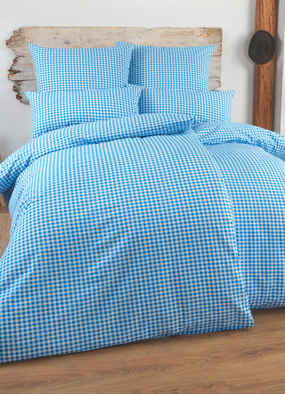 Bettwäschegarnituren - Bettwäsche-Garnitur mit Reißverschluss, in Größe 111 (40x80 cm + 135x200 cm) bis 115 (80x80 cm + 155x220 cm), in Farbe BLAU