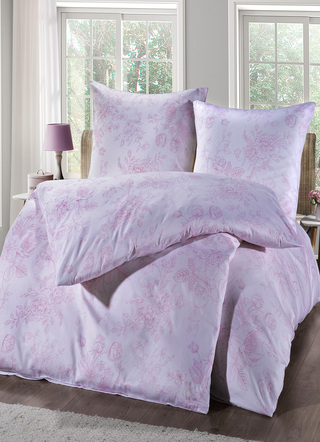 - Bettwäsche-Garnitur, in Farbe WEISS-ROSA