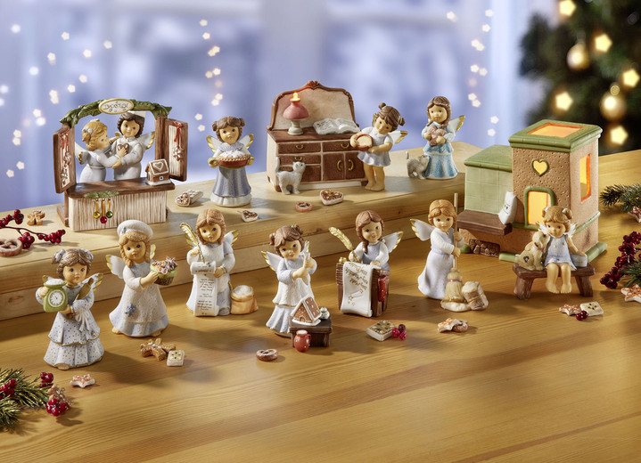 - Lebkuchenbäckerei-Szene aus Porzellan, in Farbe BLAU, in Ausführung Engel mit Lebkuchenherz Ansicht 2