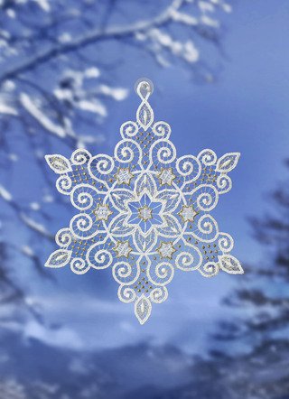 Fensterbild Stern aus Plauener Spitze