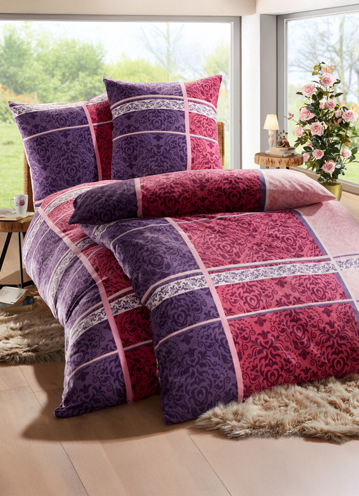 - Bettwäsche-Garnitur in Mikrofaser-Fleece, in Farbe BEERE Ansicht 2