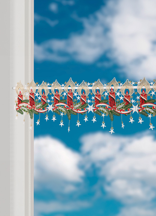 Klassisch - Stangendeko aus echter Plauener Spitze mit Stangendurchzug Klassisch - Stangendeko aus echter Plauener Spitze mit Stangendurchzug, in Größe 628 (H18xB36 cm) bis 654 (H18xB93 cm), in Farbe BUNT