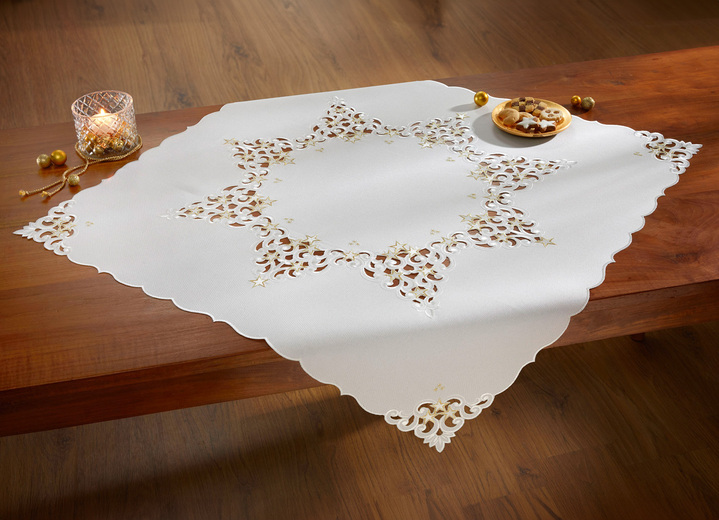 Heimtextilien - Tischdecke mit aufwendigen Stickereien, in Größe 101 (Deckchen, 35x 50 cm) bis 404 (Kissenbezug, 40x 40 cm), in Farbe SEKT Ansicht 4