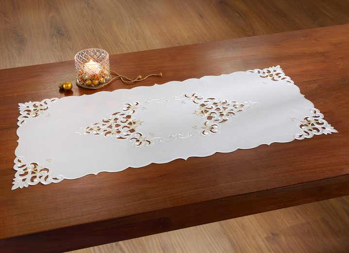 Heimtextilien - Tischdecke mit aufwendigen Stickereien, in Größe 101 (Deckchen, 35x 50 cm) bis 404 (Kissenbezug, 40x 40 cm), in Farbe SEKT Ansicht 3
