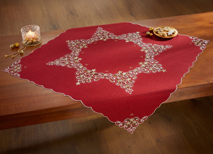 Heimtextilien - Tischdecke mit aufwendigen Stickereien, in Größe 101 (Deckchen, 35x 50 cm) bis 404 (Kissenbezug, 40x 40 cm), in Farbe ROT Ansicht 7